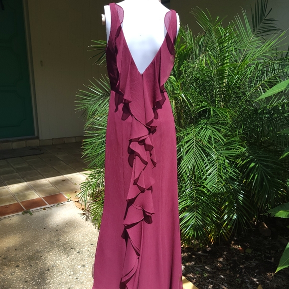 David's Bridal Red Wine Formal Long Gown Size 2 - Picture 10 of 16